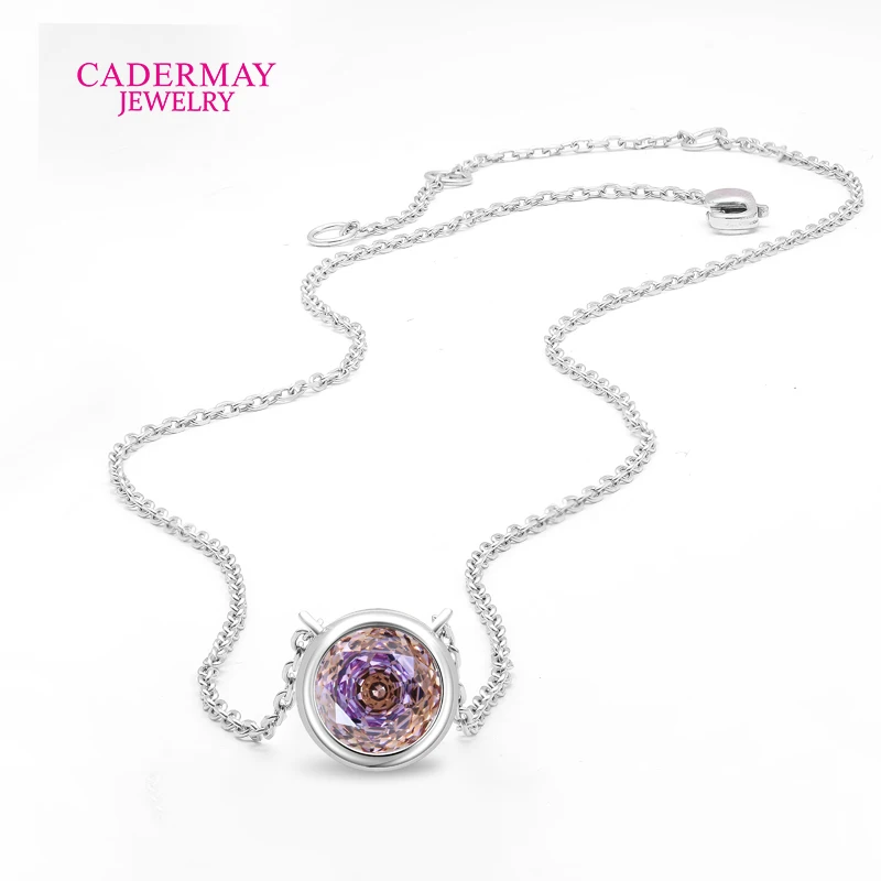 In Stock Certificat S925 Silver Pendant 6mm Round Magic Purple Gemstones Bezel Setting Solitaire Pendant Necklace For Women Gift