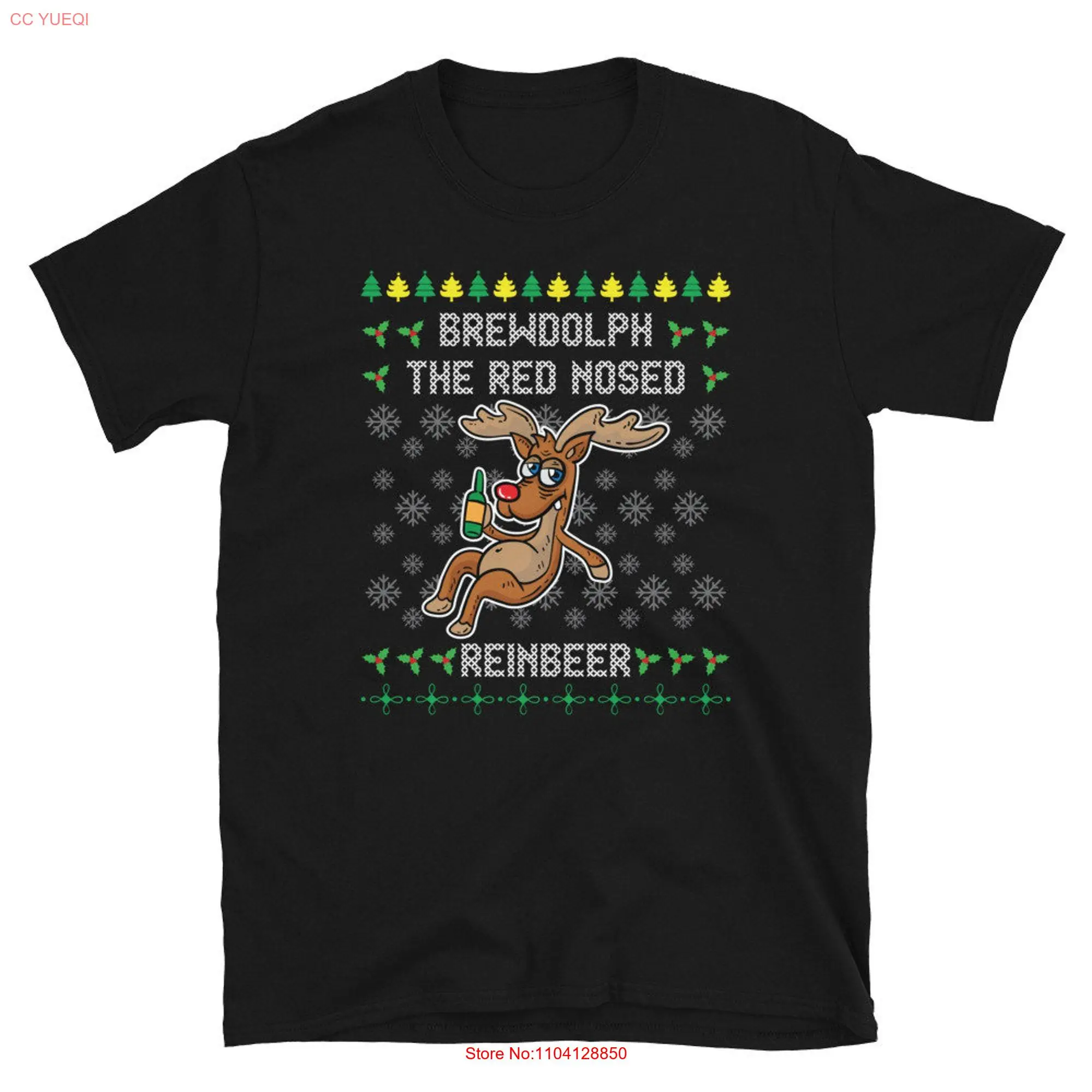 Brewdolph The Red Nose Reinbeer Rudolph Beer Reindeer X Mas T Shirt  long or short sleeves