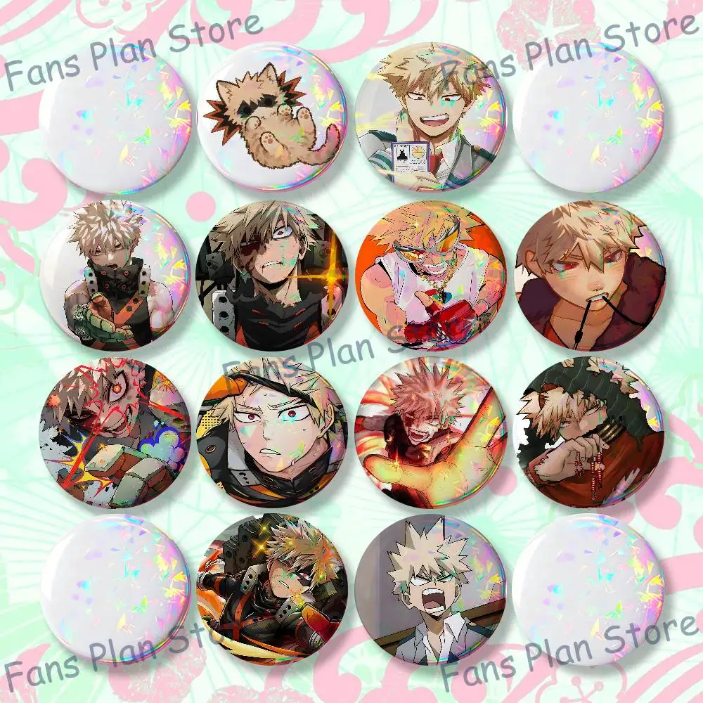 MHA My H-Hero K-Katsuki Bakugo Badges Creative Tinplate Button Pins Brooch Creative Quotes Badge Clothes Backpack Jewelry Gift
