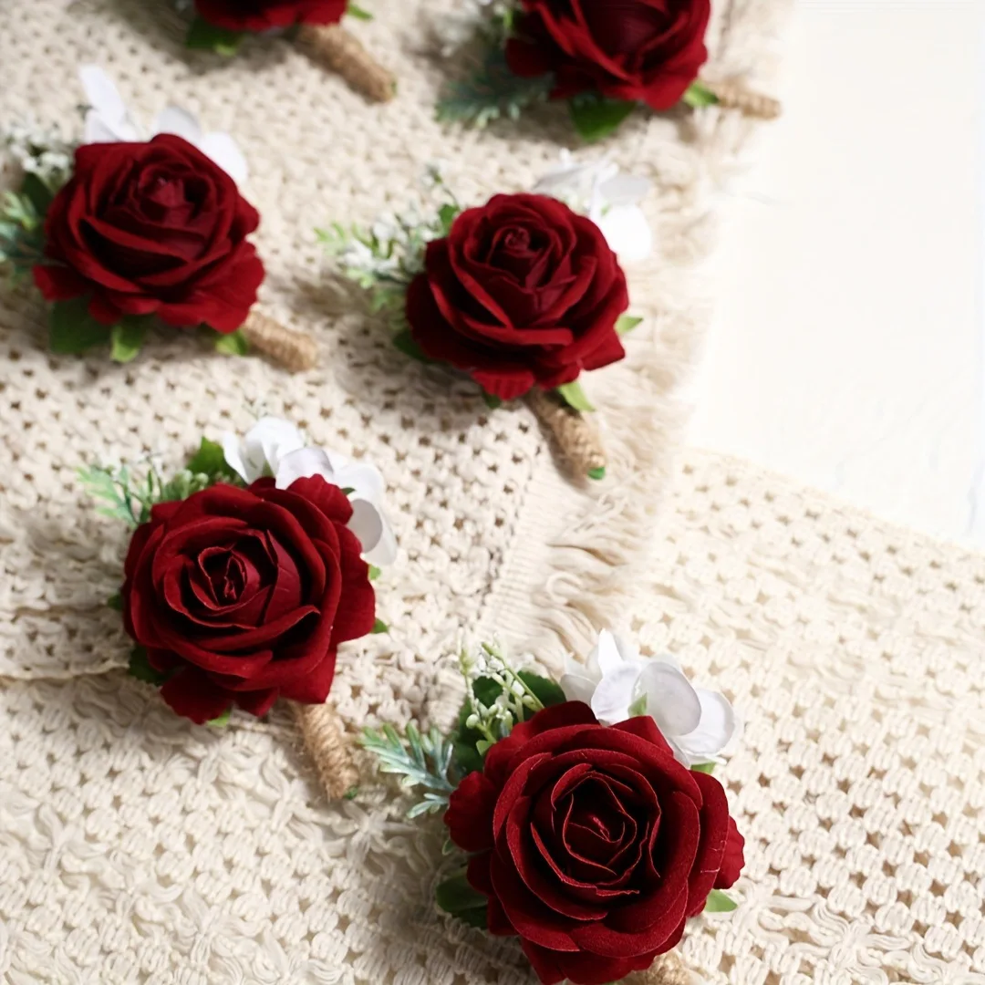 

Wedding Corsage and Boutonniere Set, Rose Flower Decorations for Prom, Suit Accessories