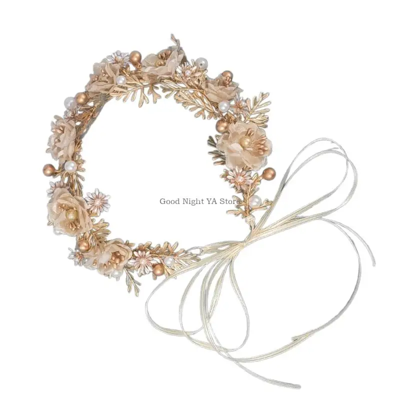 Elegantes coroas folhas douradas trançadas para noivas, cabelo leve, elegante, para cerimônias e estilo