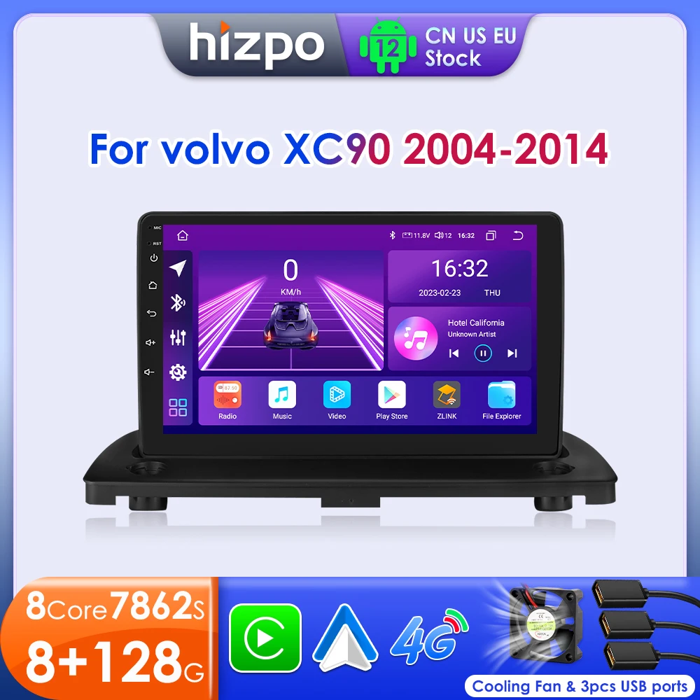 

Hizpo 2 Din Android для Volvo XC90 2004 - 2014 GPS Автомагнитола 4G WIFI DSP мультимедийный видеоплеер Авторадио экран