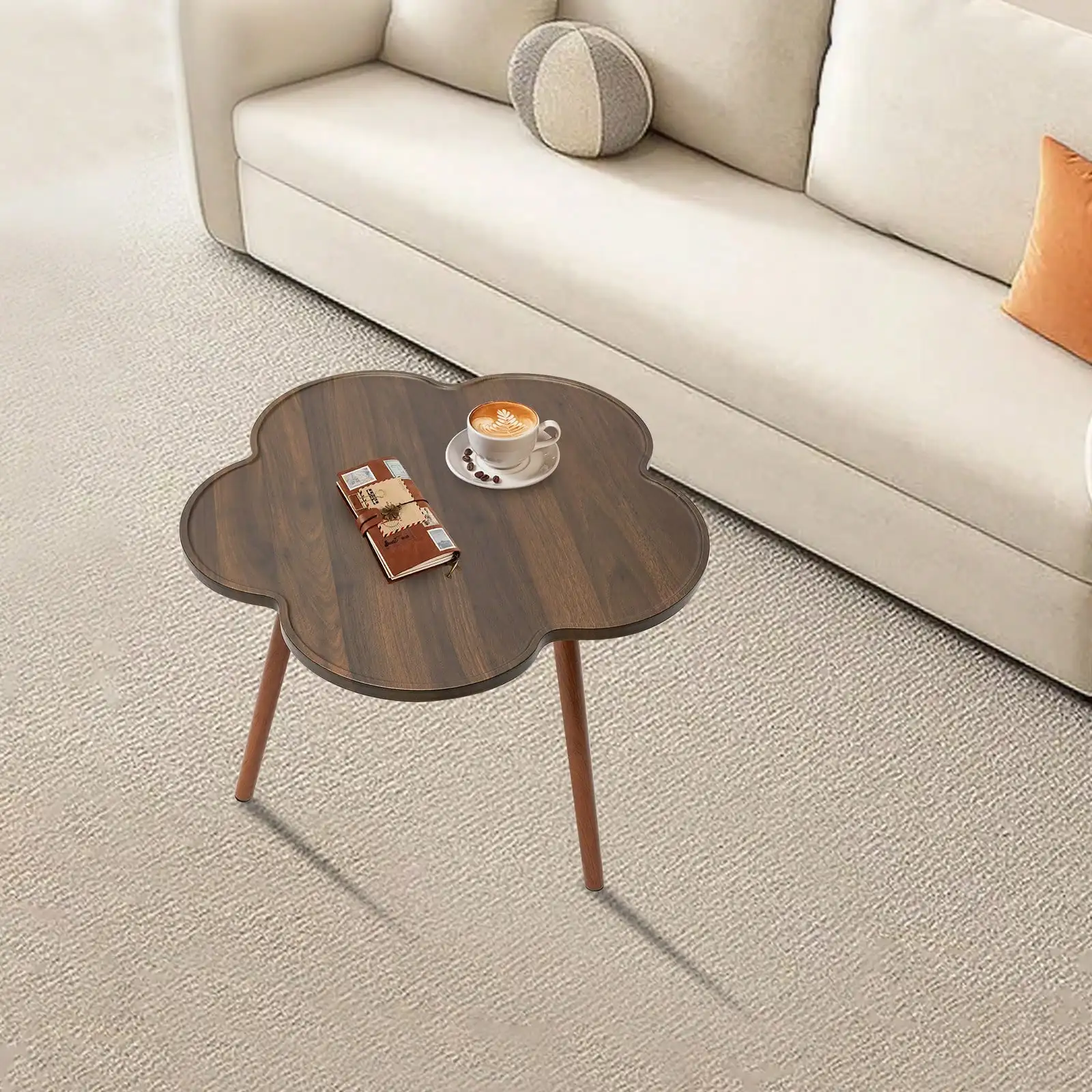 

23.6" Coffee Table Tea Table, Coffee Table With Wood Legs For Living Room