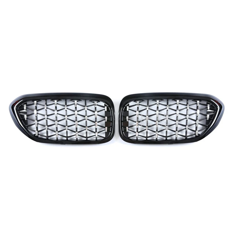 Car Front Bumper Grilles Kidney Racing Grill For BMW New 5 Series G30 G38 2018-2020 Grille Black Frame Silver Point Accessories