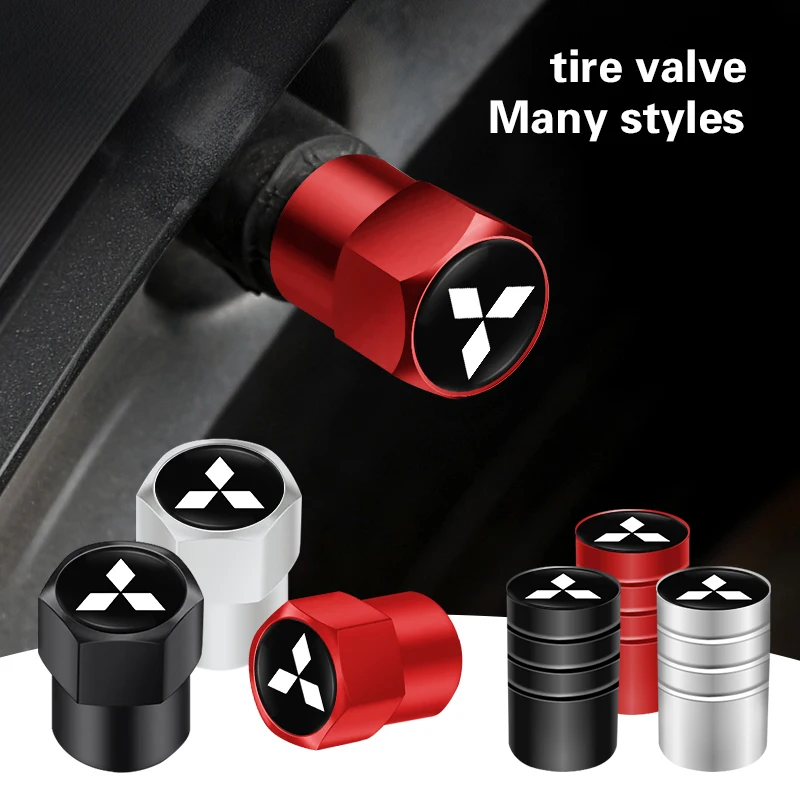 4Pcs Metal Car Wheel Tire Valve Caps Stem Case Covers For Mitsubishi Eclipse Lancer Outlander Pajero ASX Colt I200 Space Delica