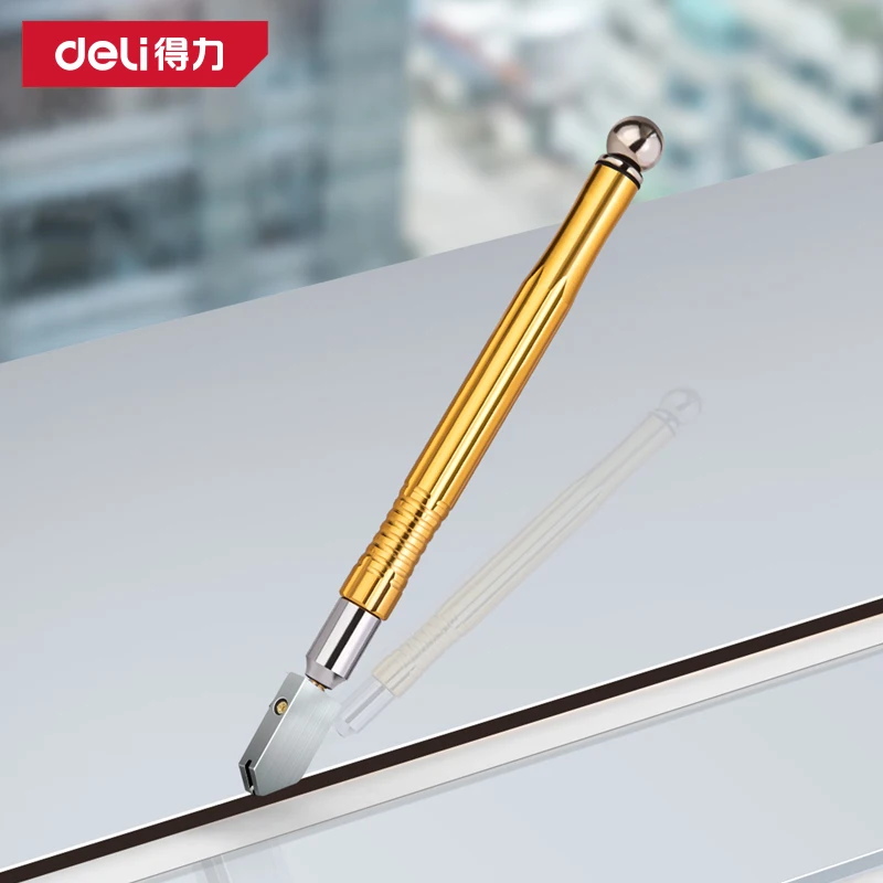 Deli Durable High Quality Brand New Glass Cutter Small Size Steel Blade Anti-skid Handle Cutting Tool Diamond Cutter Head Knifes