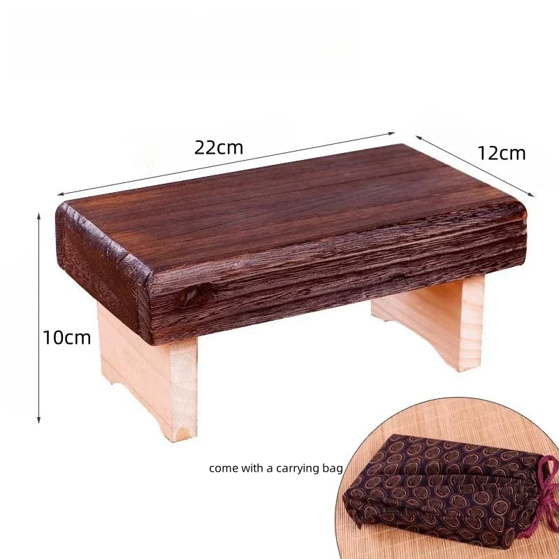 Small Ergonomic Meditation Bench Stool Portable Design with Folding Legs Wooden Low Seat