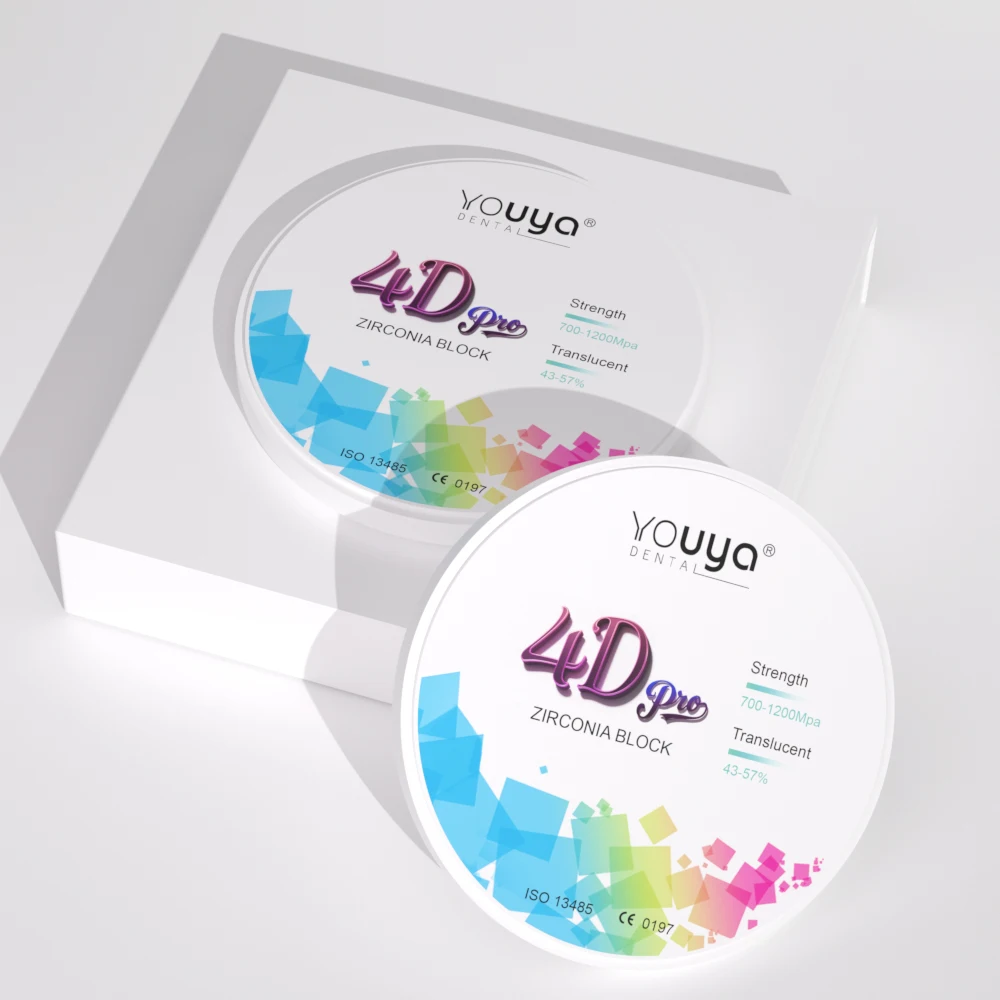 YOUYA Mehrschichtiger Block 4D Pro Mehrschichtiger Zirkonoxidblock 8-lagige Frässcheibe Krone Restaurierung Zahnmedizin Material Keramik
