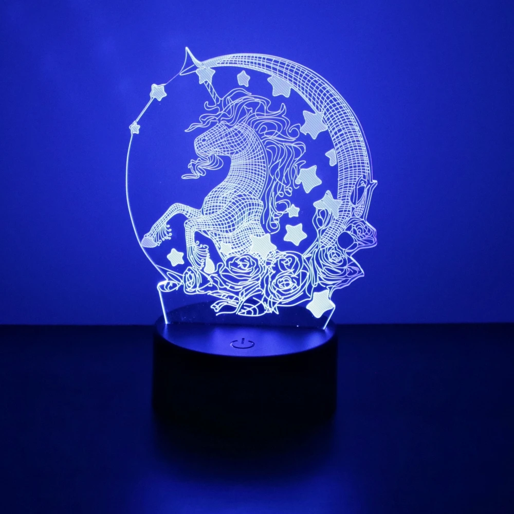 3D Lamp Anime Unicorn LED Night Light RGB Color Changing Child Nightlight Unicorns for Girls Toys Room Bedroom Decoration Gifts