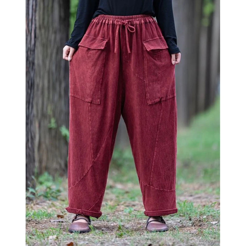 Masss Wasss européen 2026 printemps loisirs solide pantalons longs femmes ample élégant Pantalons dames Vintage classique Fitness pantalon