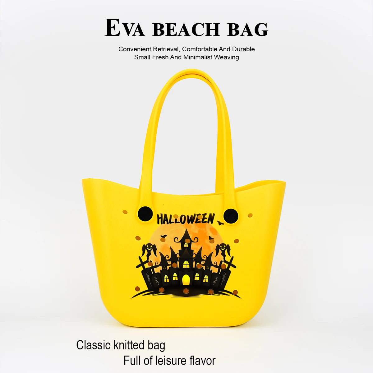 

Eva Large-Capacity Tote Bag Suitable for Halloween, Halloween Castle Design, Detachable Handle and DIY Holes, Large Capacity for Holding Candies, Cell Phones, Keys and Other Items, Durable, Wear-Resistant and Waterproof Material, Suitable for All Seasons,
