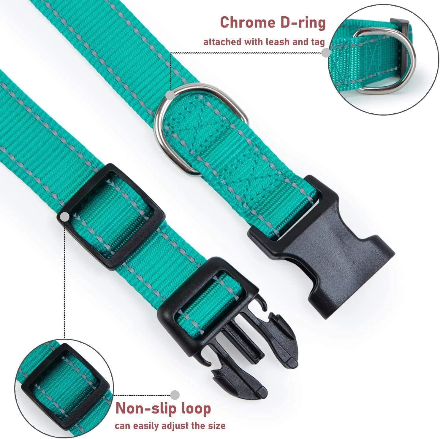 Reflektierendes Nylon-Hundehalsband mit Verstellbarem Schnellverschluss in Verschiedenen Farben für Tägliche Spaziergänge und Anti-Verlust-Schutz – Detail 9