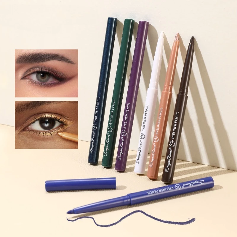 ดินสอเขียนขอบตา 12 สี แบบหมุนได้ อายไลเนอร์ อายแชโดว์ ไฮไลท์เตอร์มุมตาด้านใน กันน้ำ ติดทนนาน ให้ลุคธรรมชาติสวยสง่า