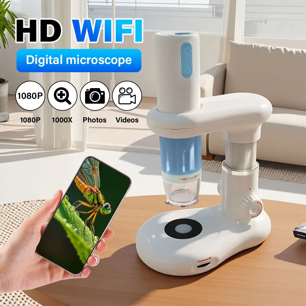 Household WiFi Digital Microscope 50-1000x Magnification HD Wireless Camera For Android iOS PC Portable Pocket Microscope W/ LED