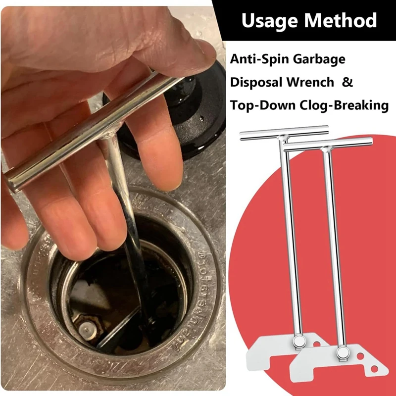 2Pack Garbage Disposer Unjamming Wrench For Garbage Disposals, Unclog Kitchen Sink Clogging Easy To Use