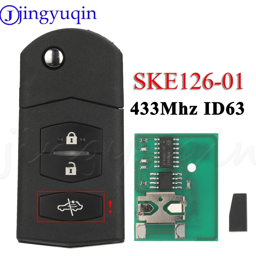 JYQ SKE126-01 Flip Remote Car Key 433MHZ 4D63 Chip For Mazda 2 3 5 6 MX5 RX8 CX7 Premacy 6 M6 Atenza 8 M8 MPV Aoto Fob Control