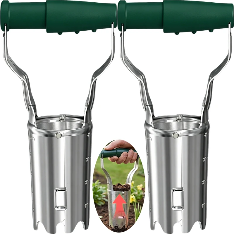 Sembradora de Acero Inoxidable, Excavadora de Semillas, Perforadora de Hoyos para Horticultura, Trasplantadora de Plántulas, Plantadora de Flores