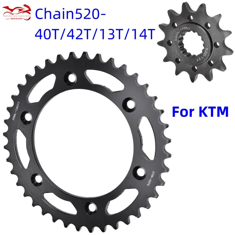 For KT/M 125 200 250 300 400 450 520 530 EXC EXC-F Enduro Racing Six Days 125 380 MXC Chain 520 13/14 T 40/42 Tooth Sprocket