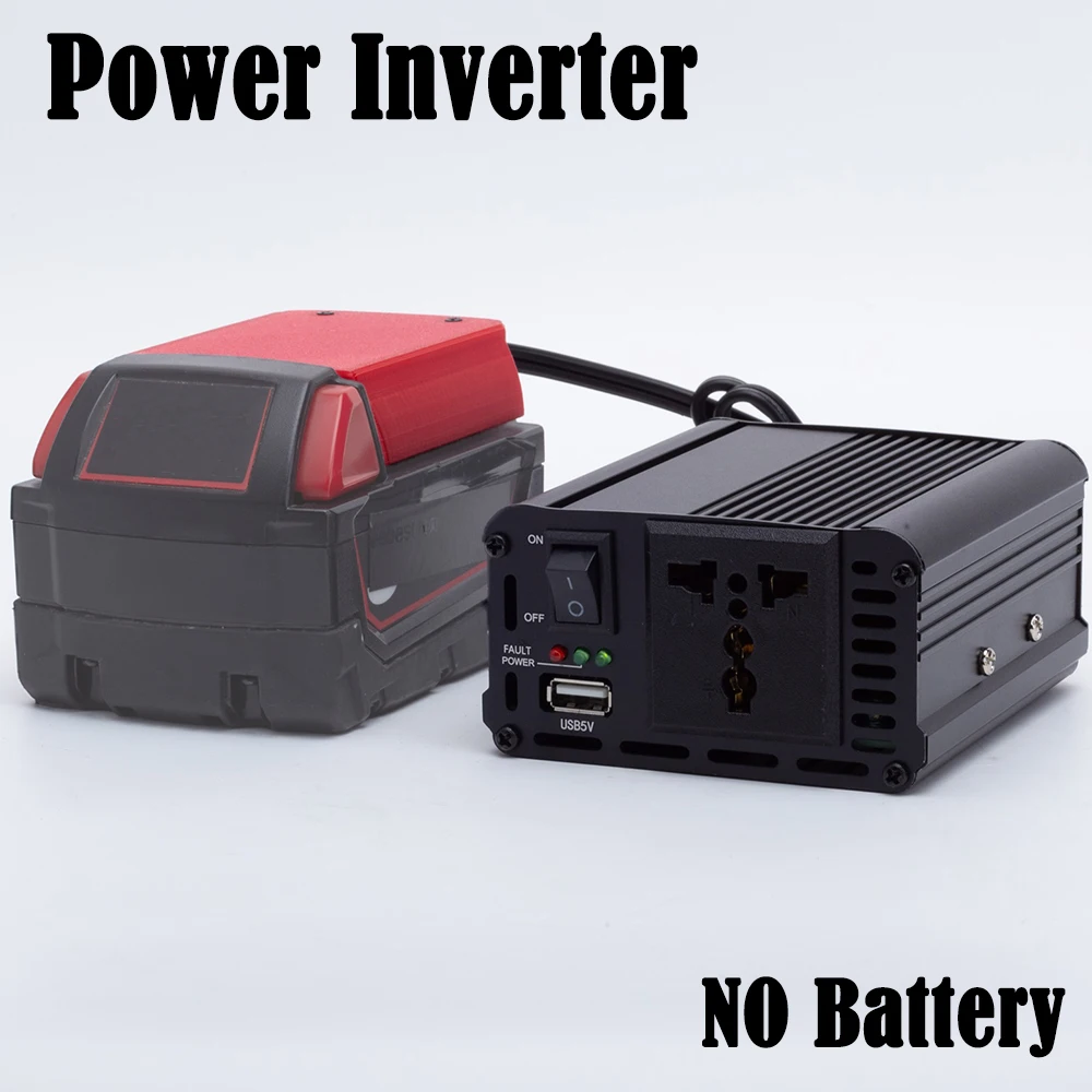 Adaptador de Tomada Inversora de Energia 200w 220v para Milwaukee 18v Bateria dc para ac com Inversor Compacto Alimentado por Usb para Reino Unido ue au