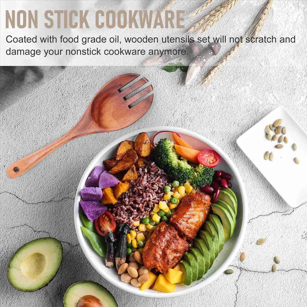 

GTS 7 PCS Teak Wooden Kitchen Cooking Utensils, Non-Stick Spoons and Spatula Cookware for Home and Kitchen
