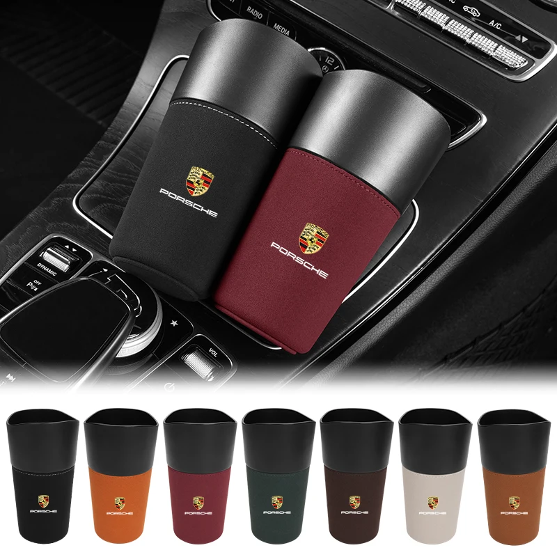 Car Trash Can Organizer For Porsche Cayenne Macan Cup Holder Storage Center Cup Holder Insert Garbage Rubbish Bin Accessories