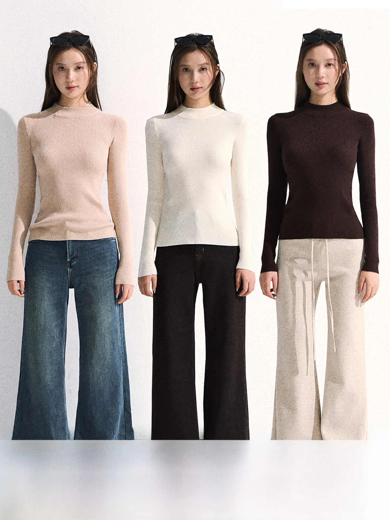 

0PASSION Women's Knitted Slim Fit Long Sve Top f High Collar Lightweight Base Layer irt for Autumn Winter