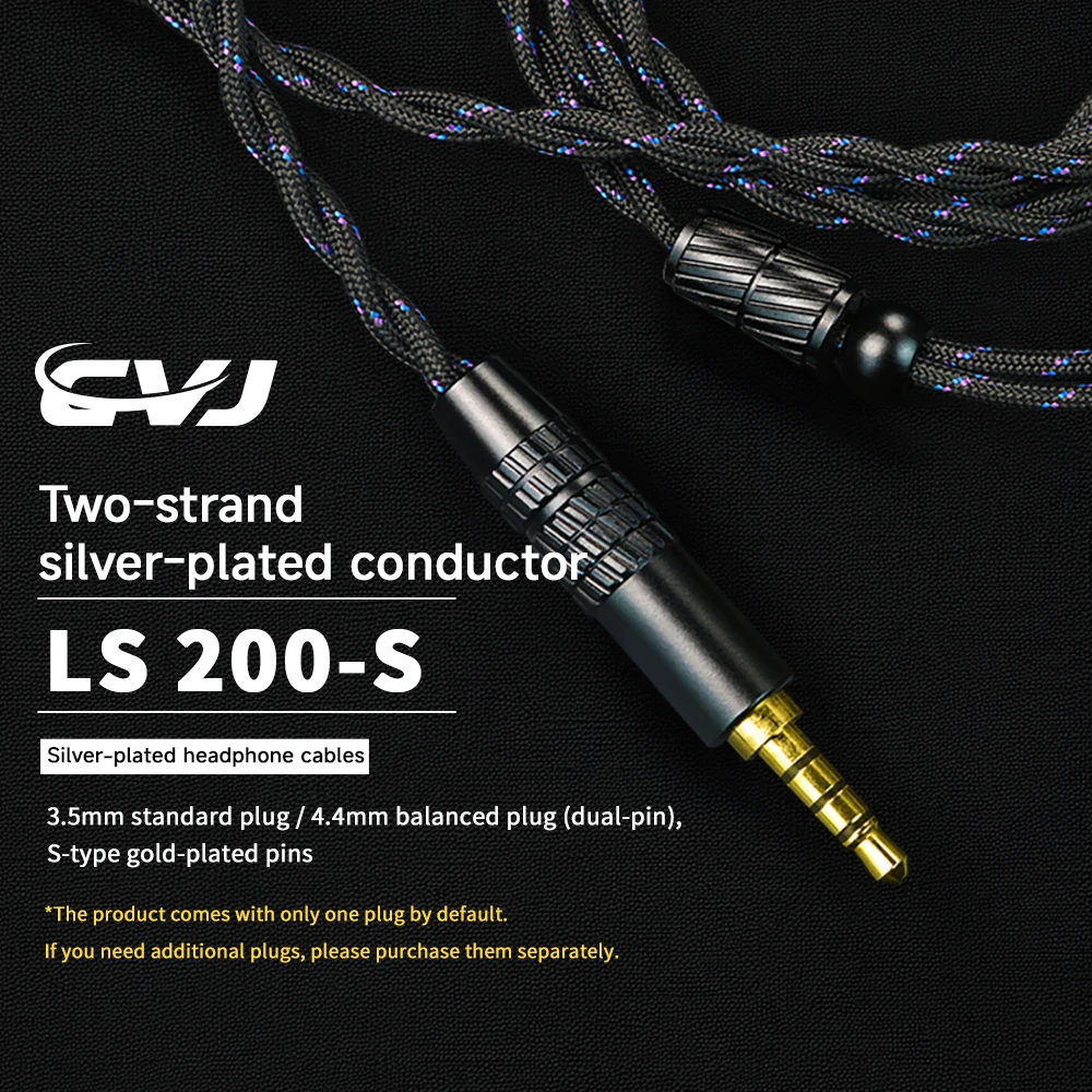 Cabo de atualização para fones de ouvido CVJ LS200-S, plugue de áudio intercambiável de 0,78 mm 2Pin/QDC 3,5 mm/4,4 mm