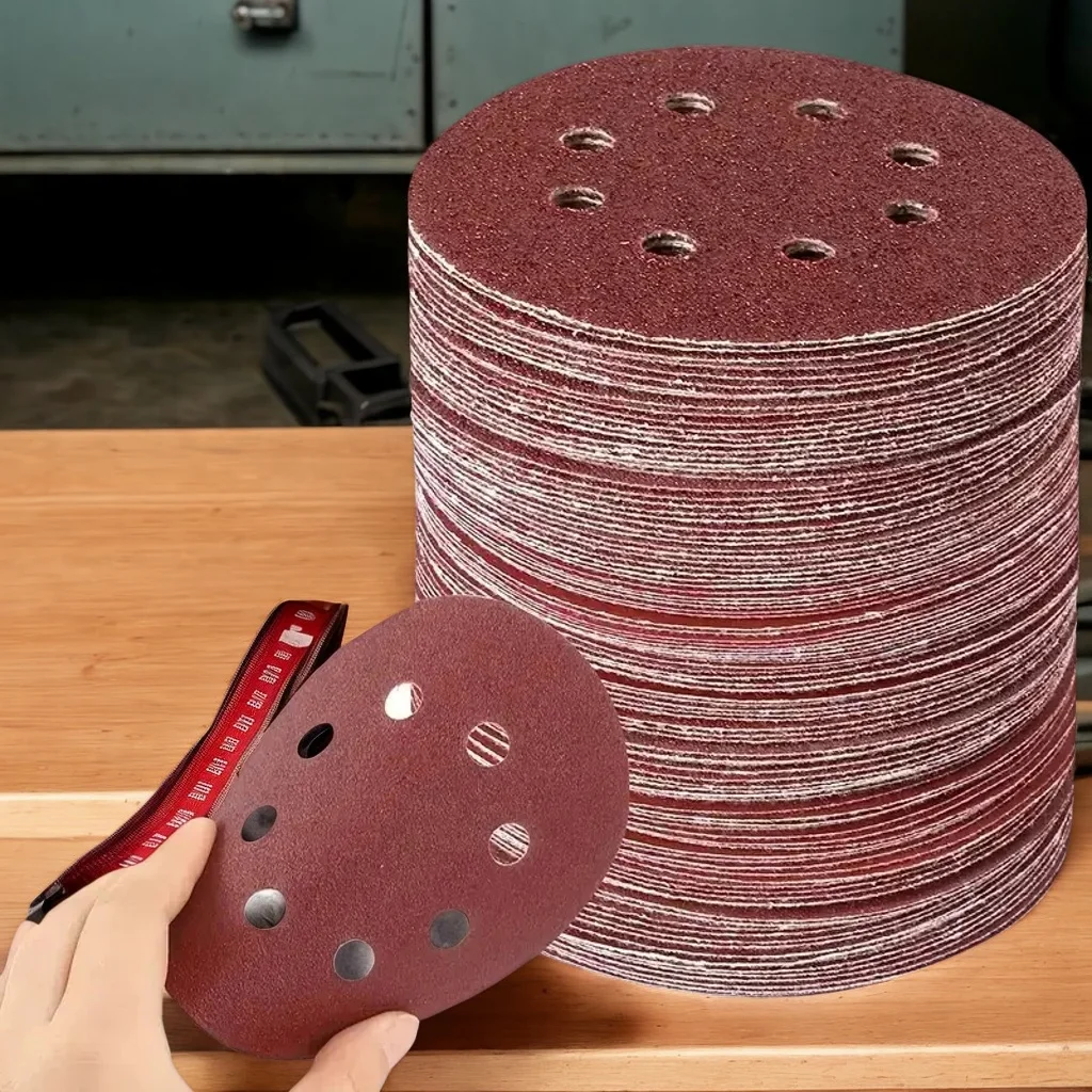 أقراص صنفرة مقاس 5 بوصات و80 حبيبة - 8 فتحات من أكسيد الألومنيوم لاستخدام مطحنة الهواء لتلميع الخشب المعدني #1