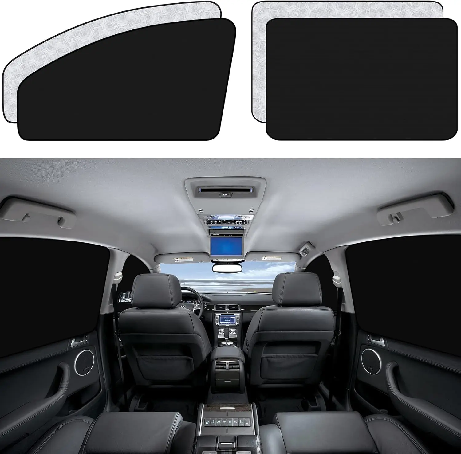 

Magnetic Car Window Sun Shades - 4 Pcs Blackout Privacy Curtains for Camping, UV Protection, Easy Install