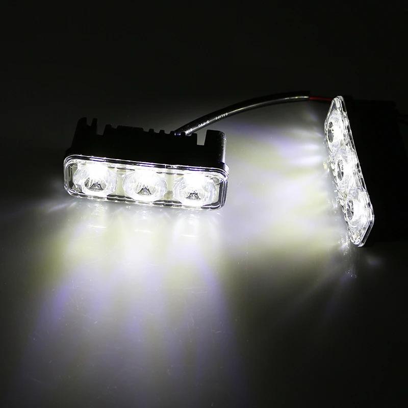 Motorcycles LED DRL LED Daytime Running Light 12V Flash White 6000k Car High Power Day Lights DC Lens With Fog Lamps Waterproof