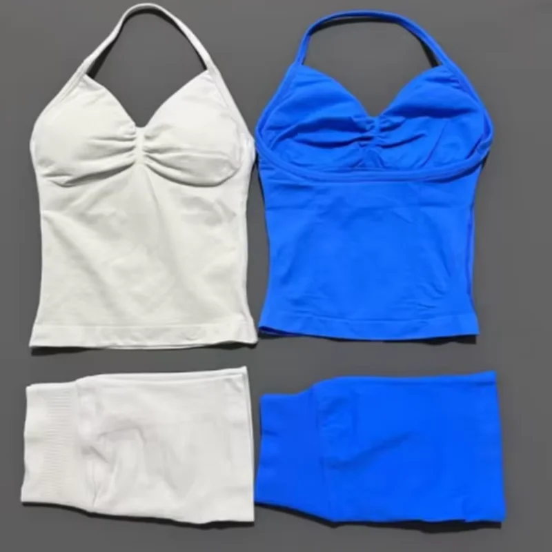 

Высокое качество, новинка 2025, женский топ для фитнеса на шнуровке, встроенный бюстгальтер на бретельках, жилет для йоги со съемной чашкой, женский комплект из двух предметов