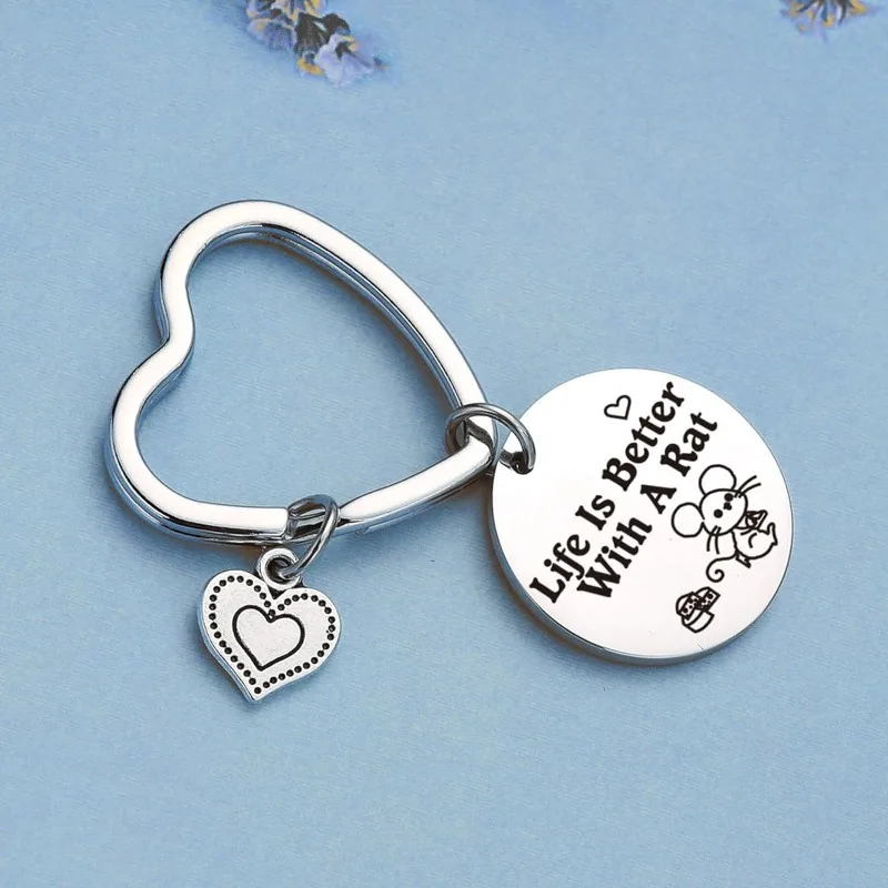 Rat Inspirational Keychain Rat Mom Gift Rat Charm Keychain Pet Rodent Owner Gift Rat Keychain Gifts for Women Men