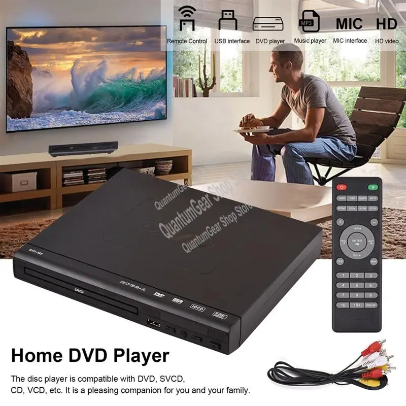 

DVD-225 Домашний DVD-плеер Цифровой мультимедийный плеер AV-выход с дистанционным управлением для телевизора VCD DVD-плеер-A32R