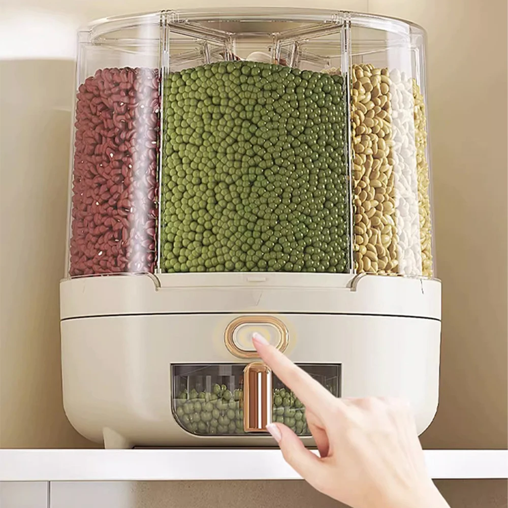 5/10kg 360 Degree Rotating Rice Dispenser Sealed Moisture-Proof Dry Cereal Grain Bucket Pet Food Container Kitchen Storage Box