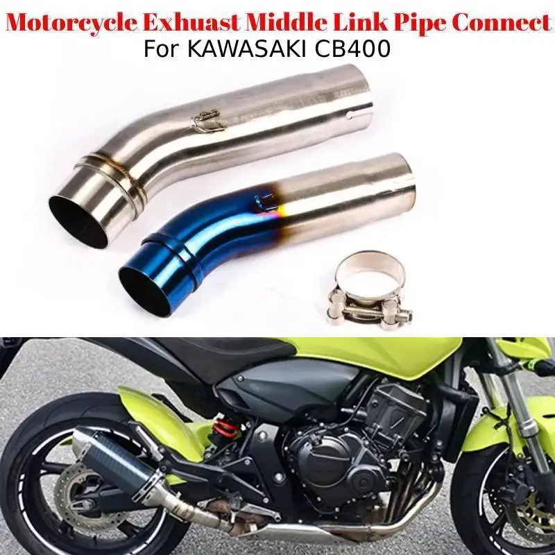 Para KAWASAKI CB400 CB 400 2018+ Conector de Tubo Intermediário de Escape para Motocicleta, Tubo de Silenciador de Escape para Motocicleta