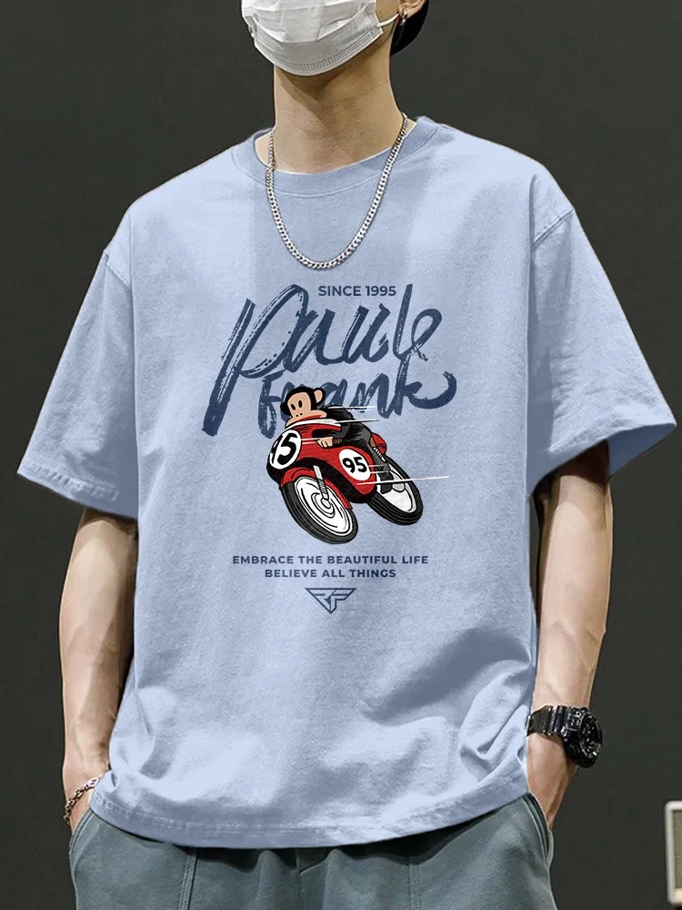 Loose Fit ort Sve T-irt Men's Summer Breathable Cotton Printed Monkey Logo Casual Faion Top