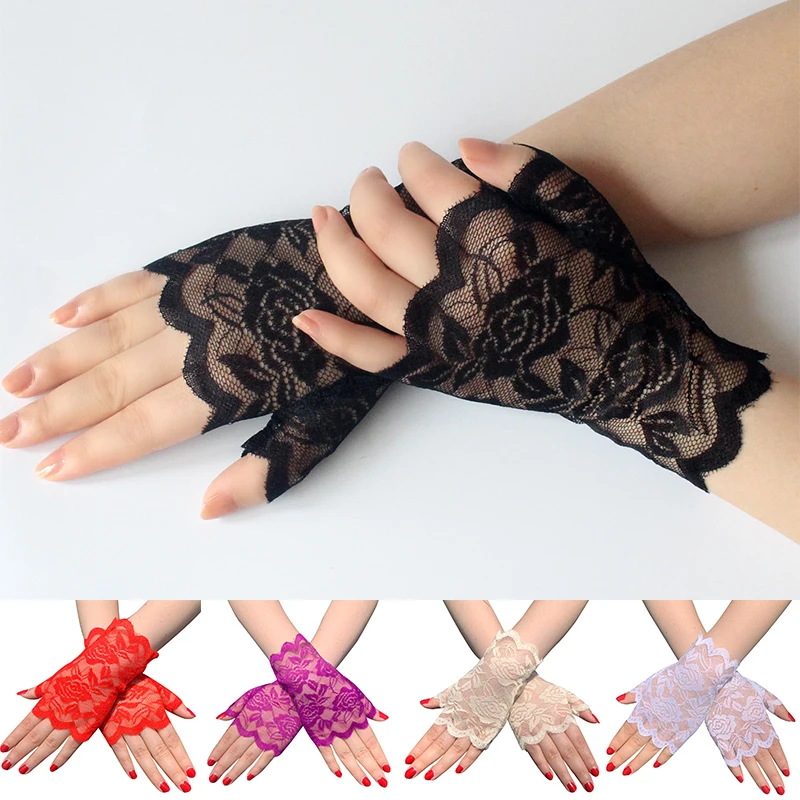 

Summer Women's Fingerless Long Women's Sexy Lace Gloves Women's Half Fingered Fishing Net Gloves Mesh Gloves