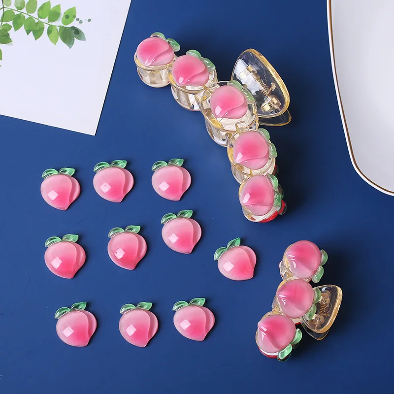 

20Pcs Pink Crystal Peaches Resin DIY Accessory Can Be Used As An Accessory for Handmade Earrings Hair Clip Keychain Bracelets