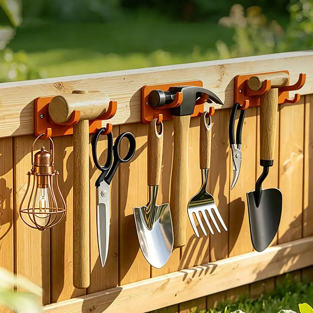 3pcs Wall Mount Garage Tool Organizer ABS Compact Storage Bracket, Weather Resistant Multi-Purpose Hook with Side Slots 95