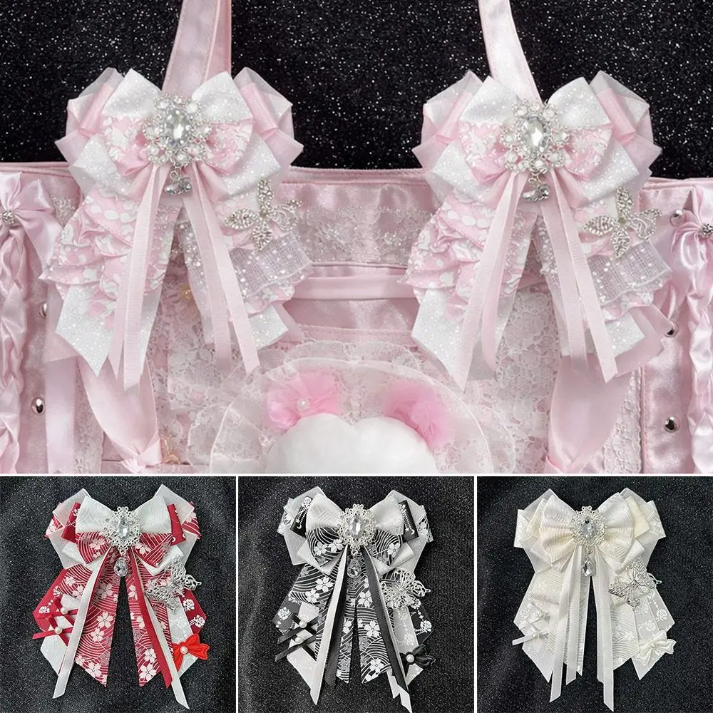 Double Layer Ribbon Itabag Decoration Long Streamers Handmade Jewelry DIY Lolita Merch Decoration DIY Handmade with Pin