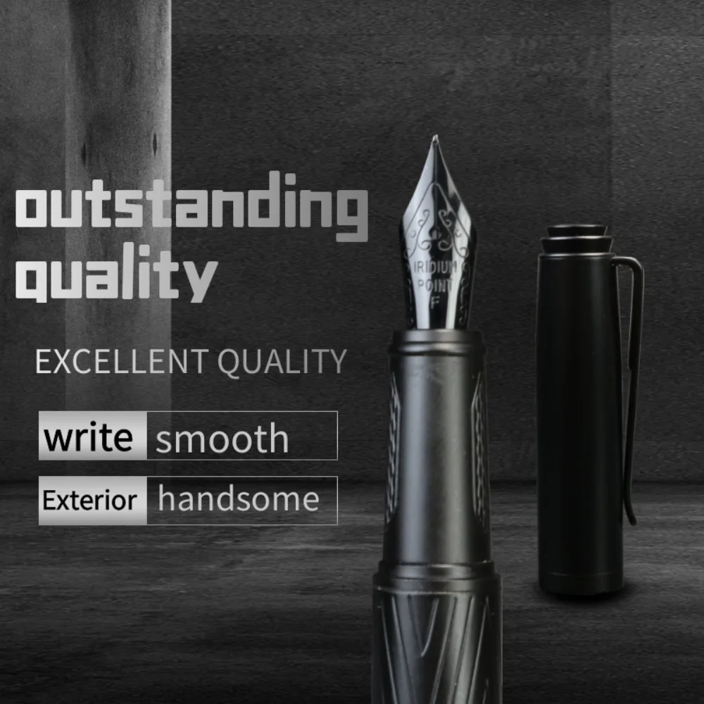 Tree Texture Black Samurai Fountain Pen Titanium Nib 0.5mm Nib Metal Fountain Pen Refillable Smooth Ink Pens Writing Supplies