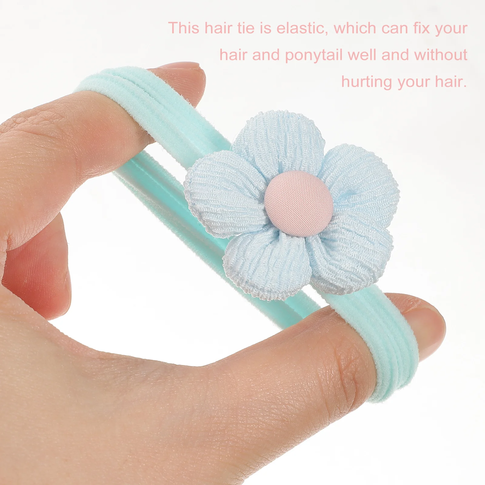6 قطع من أربطة شعر الزهور المرنة للفتيات الصغيرات، ربطات شعر ناعمة ومريحة على شكل ذيل حصان، ربطات شعر صغيرة #1