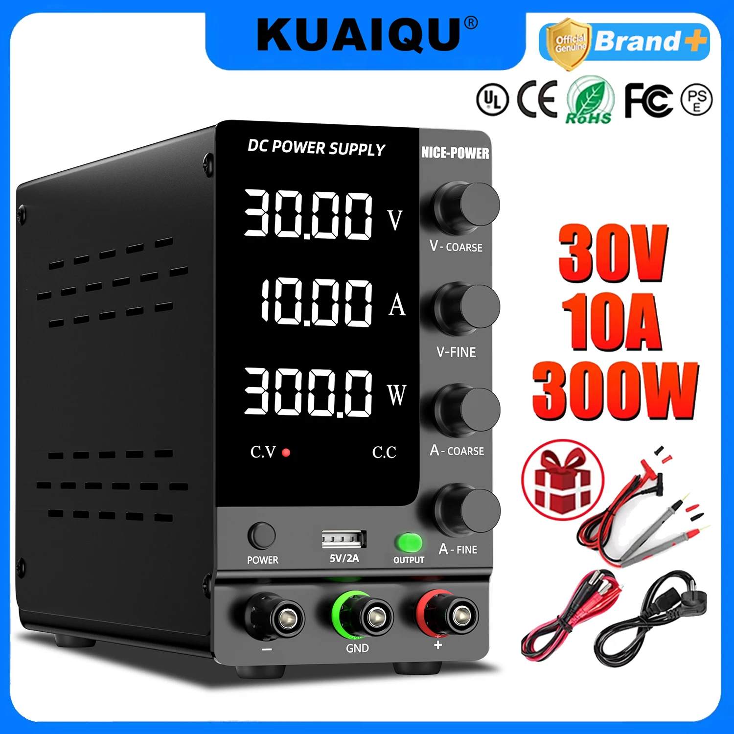 KUAIQU Fuente de alimentación CC de laboratorio SPS-C3010 30V 10A para reparación de teléfonos SPS-C3206, fuente de alimentación SMPS de 60V 5A, 120V 3A para anodizado de titanio