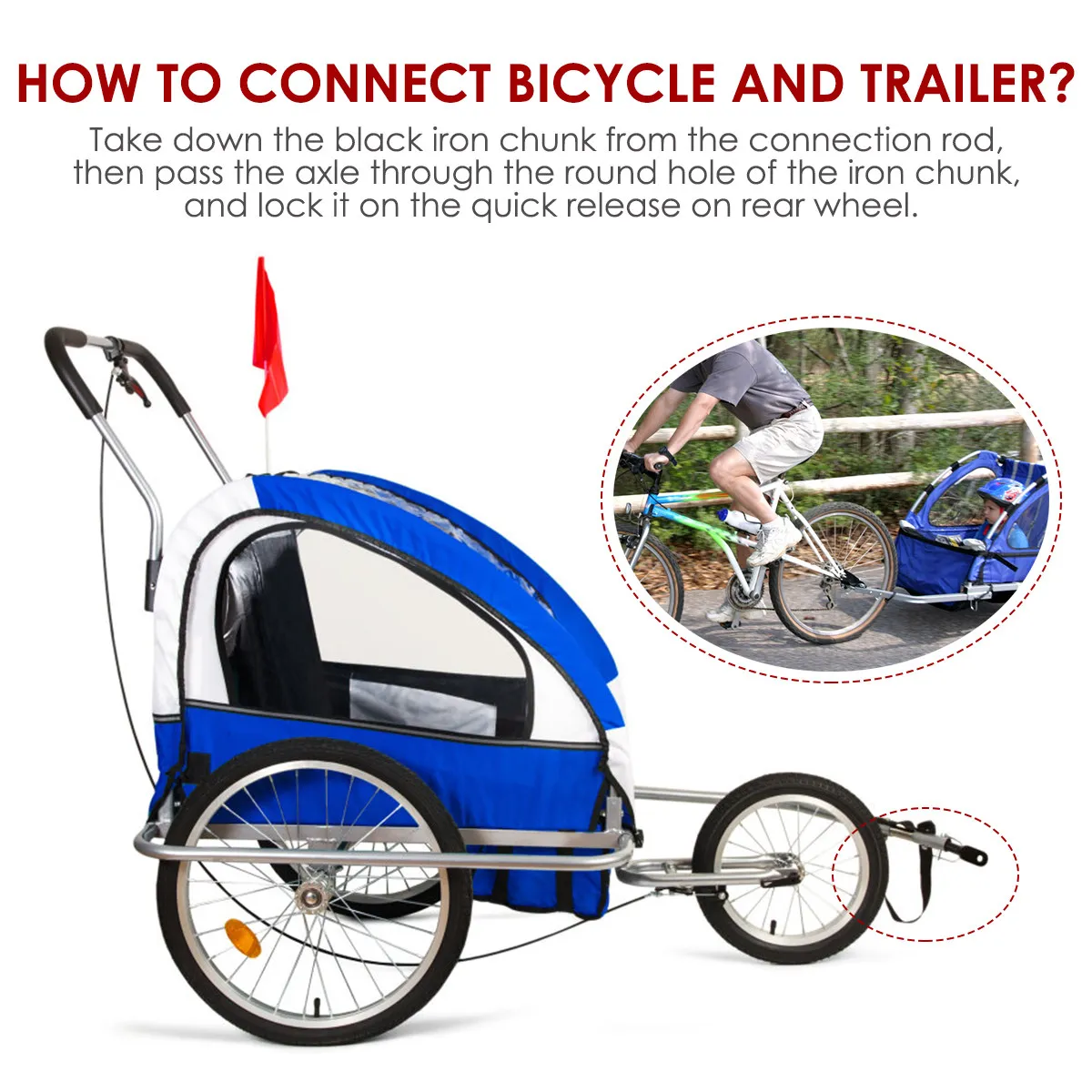 

Bike Trailer Attachment Accessory Adapter for Trailers Hitch Coupler Connector Bicycle