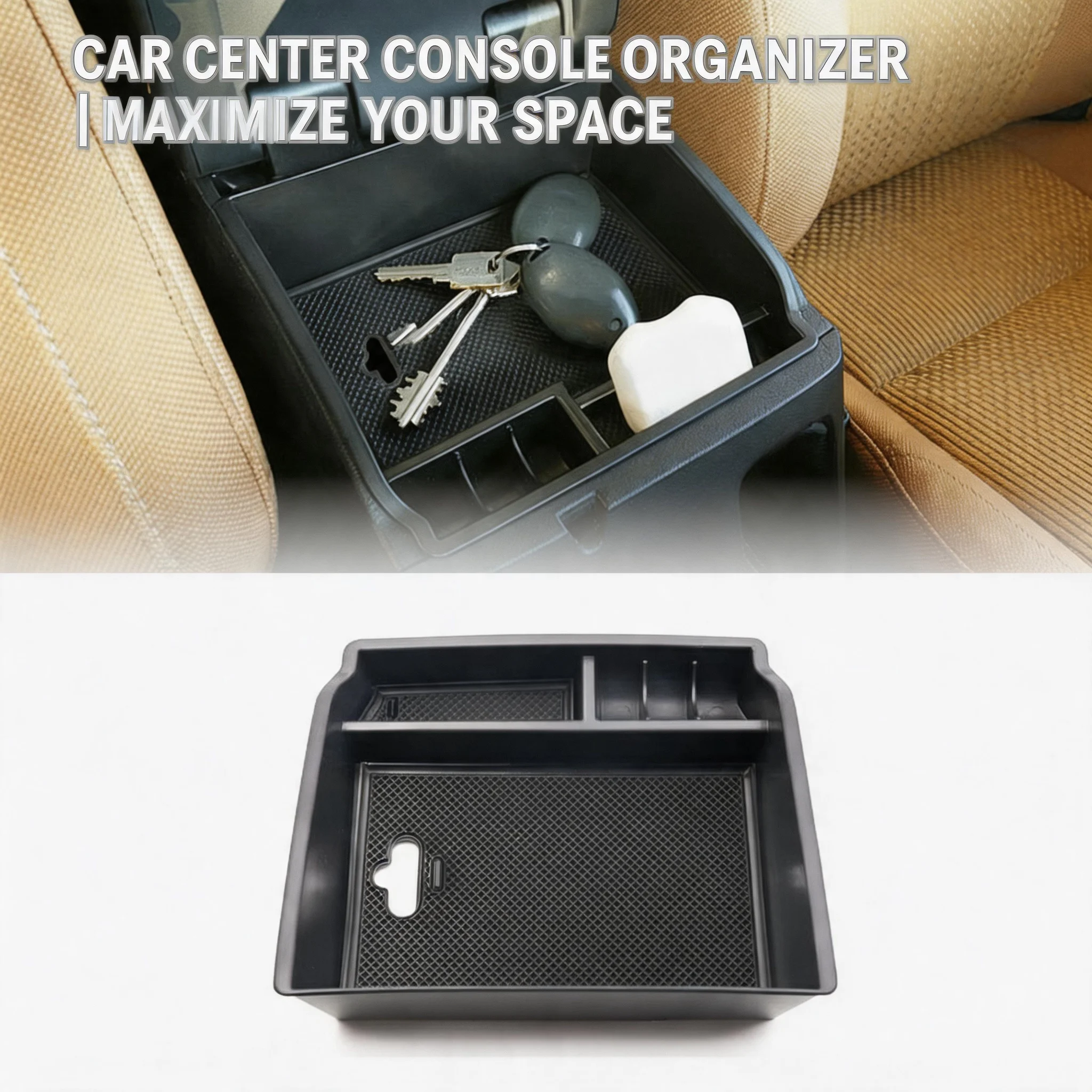 Caixa Organizadora de Armazenamento para Apoio de Braço do Carro, Bandeja de Moedas para Console Central, Acessórios Internos para Hilux FORTUNER 2015