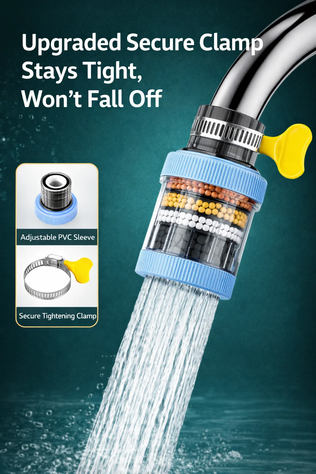 Flexible Faucet Extender with Filter, 360° Bendable Anti-Splash Tap Nozzle, Kitchen Sink Water Purifier Aerator Extension Tube image 5