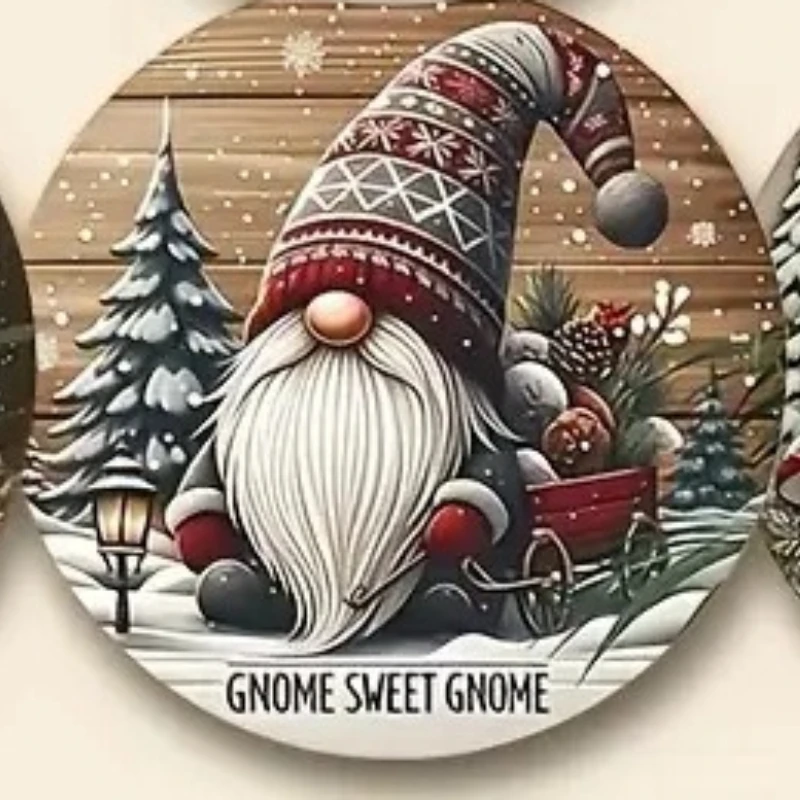 

6-piece Set of Christmas Gnome Coasters, Round Wooden Dining Mats, Creative Holiday Decorations, Insulating Mats, Non-slip