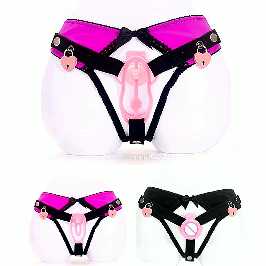 Sissy Male Chastity Belt Lock Assisted Waistband Panties Locking Male Chastity Subby Chastity Panties Anti Falling Harness