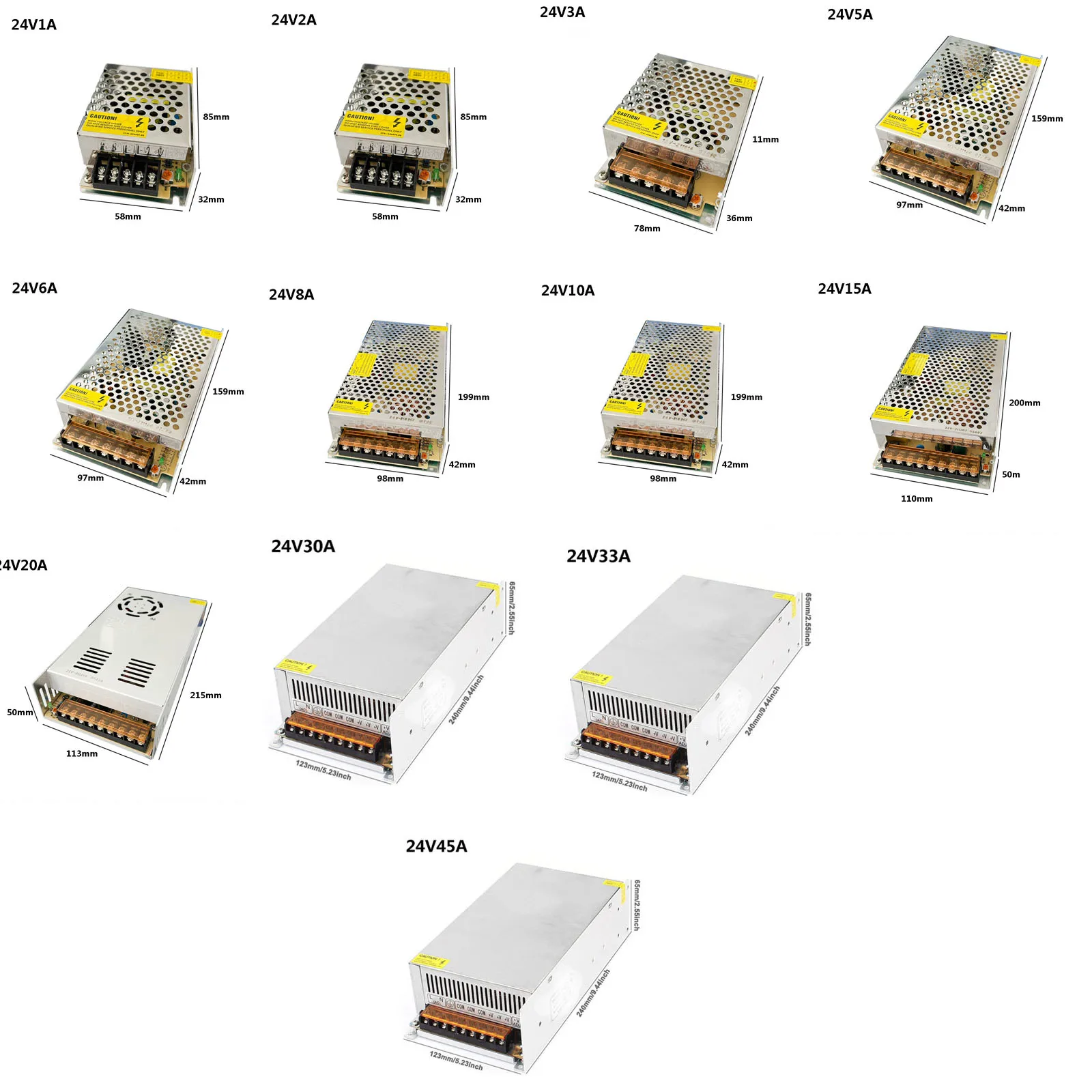 DC 5V 12V 24V 36V 48V alimentatore Switching 2A 3A 4A 5A 8A 10A 15A 20A 30A 40A 50A trasformatore di alimentazione adattatore di illuminazione a LED