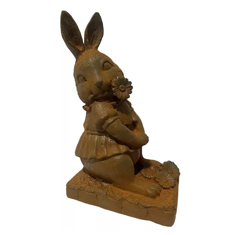 Vintage Cast Iron Rabbit Door Stop Door Wedge Farmhouse Rabbit Sculpture Door Stopper Outdoor Patio Yard Art Garden Statues